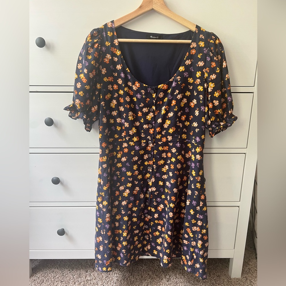 Madewell Alpha Floral Puff Sleeve Mini Dress
